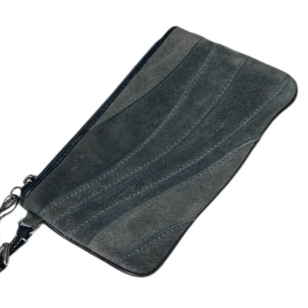 VINTAGE COACH Suede Leather Wristlet Clutch Gray Blue FAST SHIPPING 1010-23